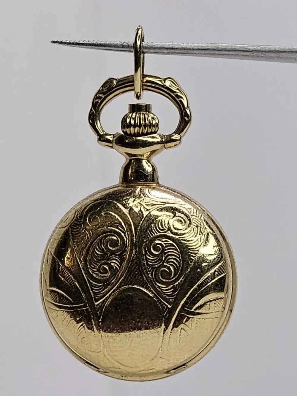 Vintage Gold Tone - Quartz -Mini Pocket Watch Pendant (Untested/Parts)